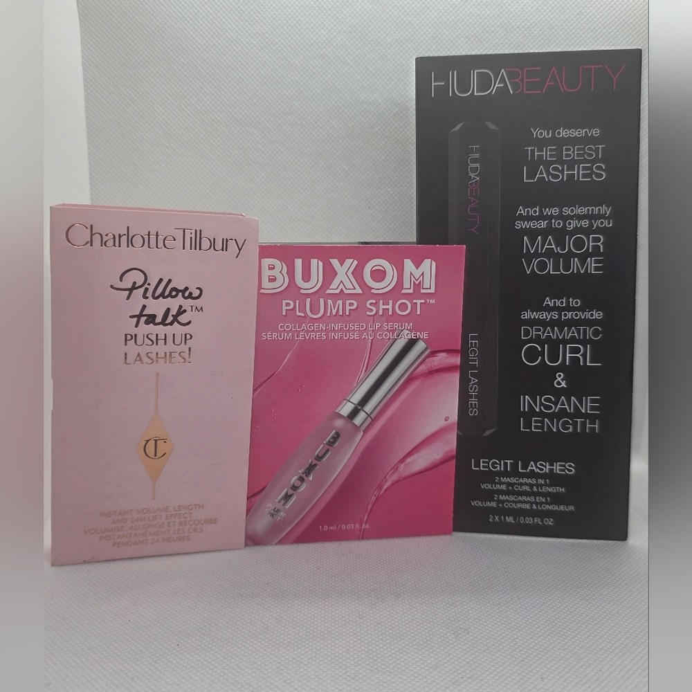 3 Samples Charlotte Tilbury Pillow Lashes‎ Buxom Plump Shot Huda Beauty Lashes